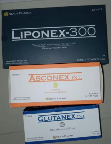 Glutanex Drip Set 1200mg Glutathione Lipoticin 300mg Asconex 10g Vitamin C Injection photo review