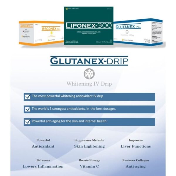 Nexus Pharma Glutanex 1200mg Glutathione Skin Whitening Injection - 10 Session - South Korea - Image 5